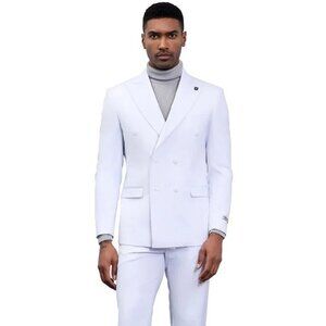White Wedding Suit For Men - Perfect For Groom - Men's Designer Stacy Adams Clas